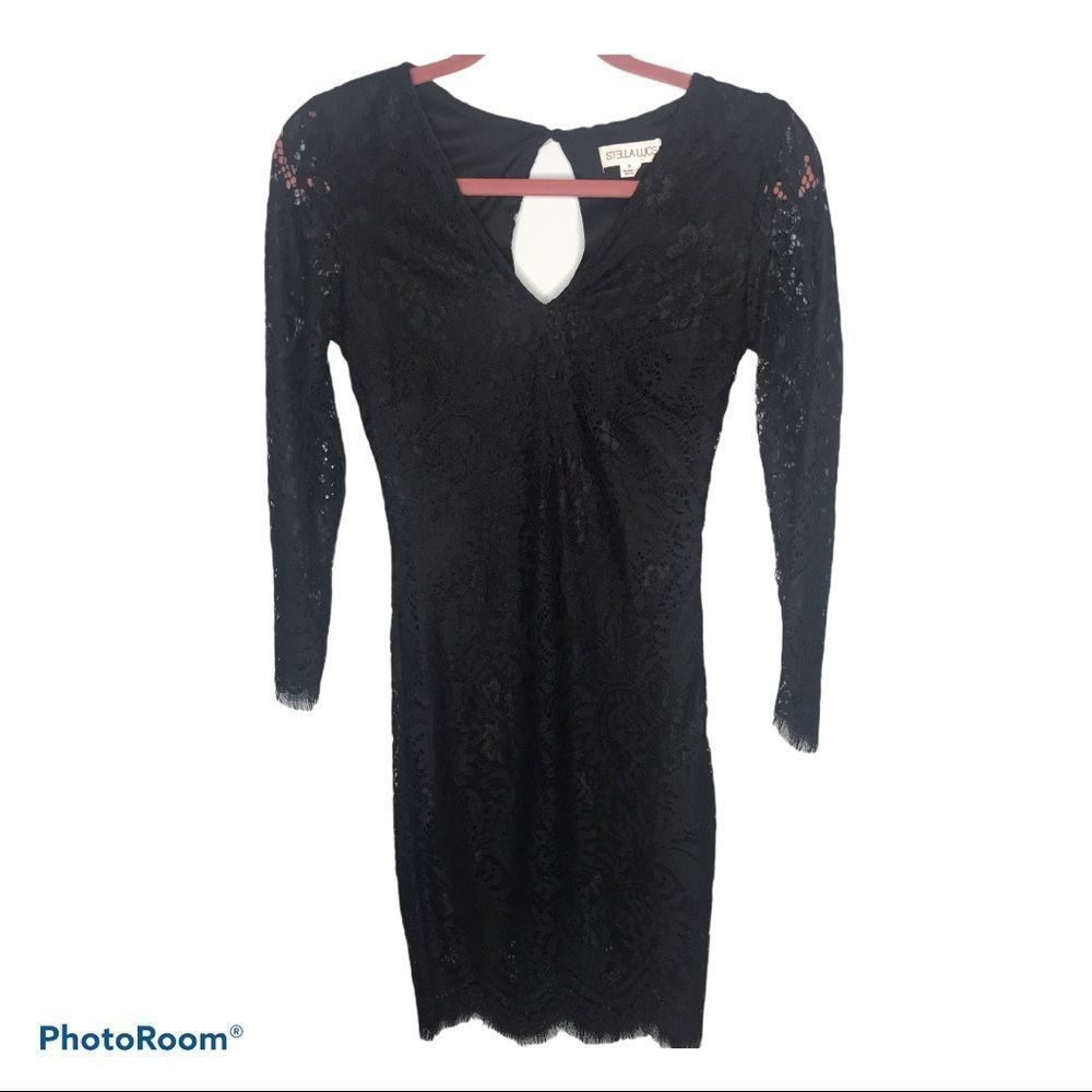 Stella Luce Black Lace Bodycon Dress Small